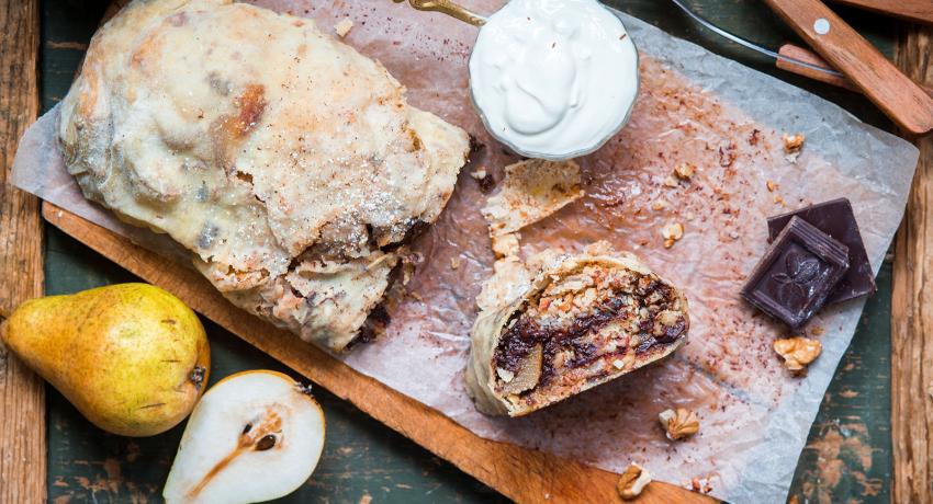 Pear and Chocolate Strudel