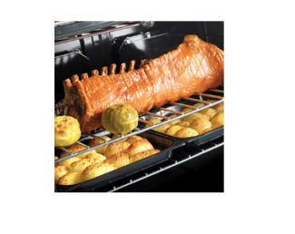 Falcon 900S single cavity oven with roast pork and hasselback potatoes
