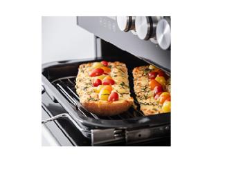 Falcon Nexus Steam deluxe glide-out grill with ciabatta with cheese and tomatoes